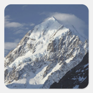 Aoraki Mount Cook, Mackenzie Country, Süden 2 Quadratischer Aufkleber