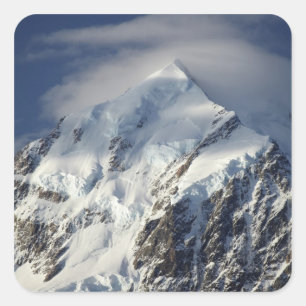 Aoraki Mount Cook, Mackenzie Country, Süden Quadratischer Aufkleber