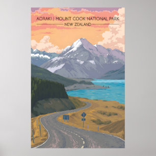 Aoraki Mount Cook Nationalpark Neuseeland Reise Poster