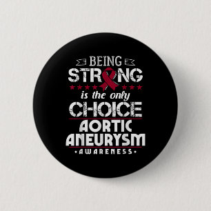 Aortenaneurysma-Geschenk Burgundy Ribbon _1 Button