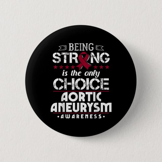 Aortenaneurysma-Geschenk Burgundy Ribbon _1 Button (Vorderseite)