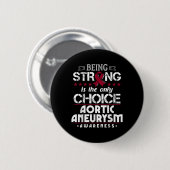 Aortenaneurysma-Geschenk Burgundy Ribbon _1 Button (Vorne & Hinten)