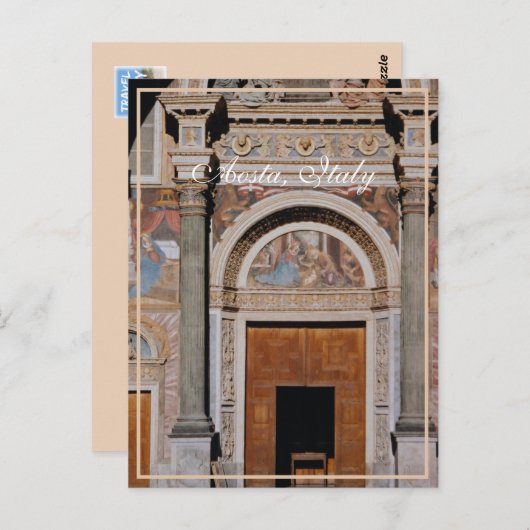 Aosta Cathedral Facade, Italien, Postkarte (Vorne/Hinten)