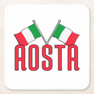 AOSTA - Italienische Flagge Rechteckiger Pappuntersetzer