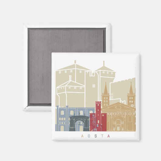 Aosta-Skyline-Plakat Magnet (Vorderseite/Rückseite)