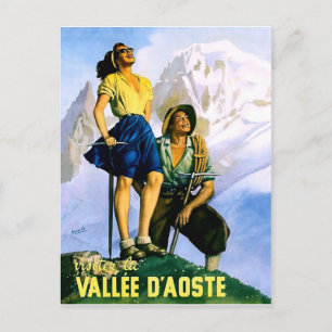 Aosta-Tal, Bergsteigerpaar.Vintage Postkarte