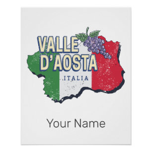 Aosta Valley Italien Region Karte Vintag Souvenir Poster