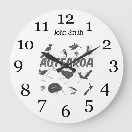 Aotearoa birds NZ Große Wanduhr (Vorderseite)