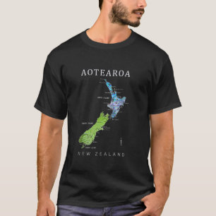 AOTEAROA NEUSEELAND KIWI KARTE FARN PAUA T-Shirt
