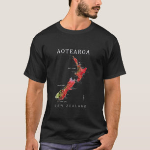 AOTEAROA NEUSEELAND KIWI KARTE POHUTAKAWA T-Shirt