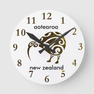 aotearoa Neuseeland-Kiwi Runde Wanduhr