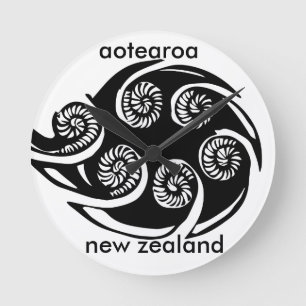 aotearoa Neuseeland koru Entwurf Runde Wanduhr