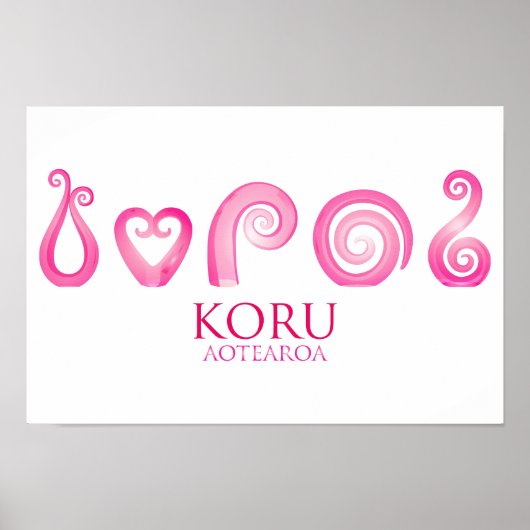 Aotearoa Neuseeland Koru - rosa Poster (Vorne)