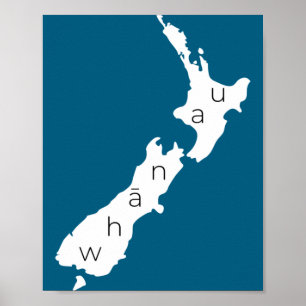 Aotearoa Neuseeland mit Kiwi Whanau Maori Poster