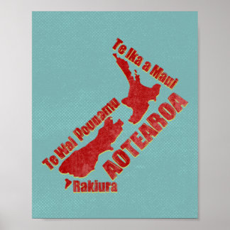 Aotearoa New Zealand Karte Poster