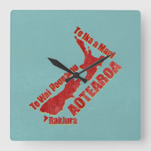 Aotearoa New Zealand Karte Quadratische Wanduhr