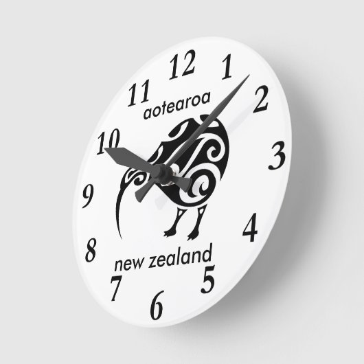 Aotearoa New Zealand Kiwi Runde Wanduhr (Winkel)