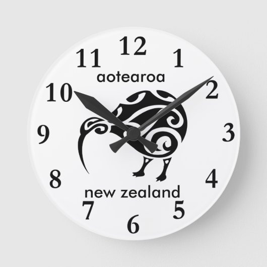Aotearoa New Zealand Kiwi Runde Wanduhr (Vorderseite)