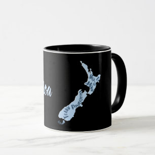 Aotearoa New Zealand Map, NZ Māori Language Tasse