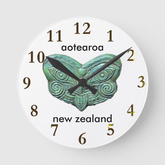 Aotearoa New Zealand Runde Wanduhr (Vorderseite)