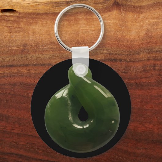 Aotearoa NZ Greenstone Pounamu Drehung Geschenk Sc Schlüsselanhänger (Vorderseite)