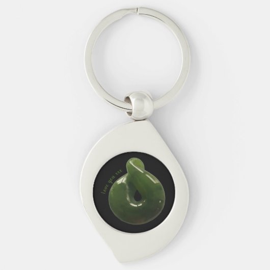 Aotearoa NZ Greenstone Pounamu Drehung Geschenk Sc Schlüsselanhänger (Vorderseite)