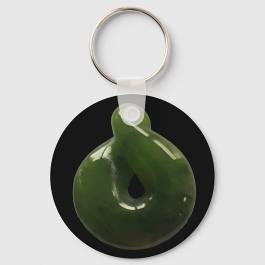 Aotearoa NZ Greenstone Pounamu Drehung Geschenk Sc Schlüsselanhänger (Vorderseite)