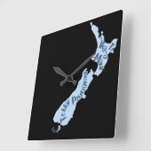 Aotearoa NZ Map, Islands in Māori language Quadratische Wanduhr (Winkel)