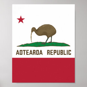 Aotearoa Republik Kiwi Flagge Neuseeland Poster