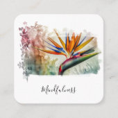 *~* AP10 Blume Bird of Paradise Wasserfarbe QR Quadratische Visitenkarte (Vorderseite)