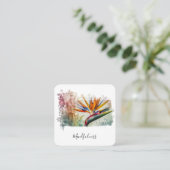 *~* AP10 Blume Bird of Paradise Wasserfarbe QR Quadratische Visitenkarte (Stehend Vorderseite)