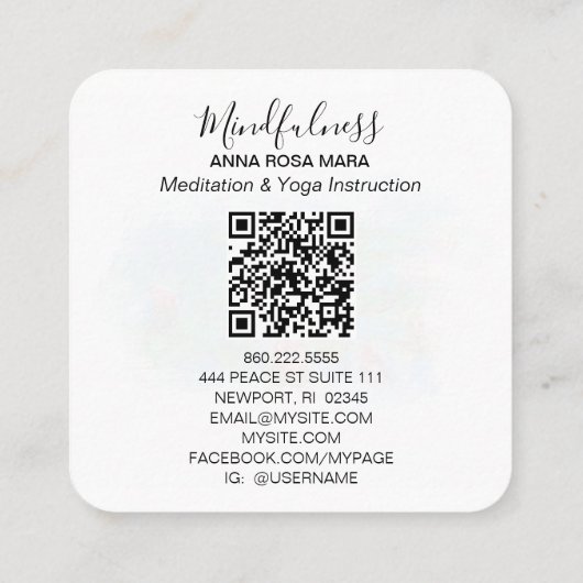 *~* AP10 Blume Bird of Paradise Wasserfarbe QR Quadratische Visitenkarte (Rückseite)