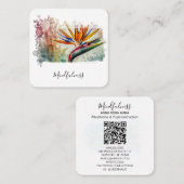 *~* AP10 Blume Bird of Paradise Wasserfarbe QR Quadratische Visitenkarte (Vorne/Hinten)
