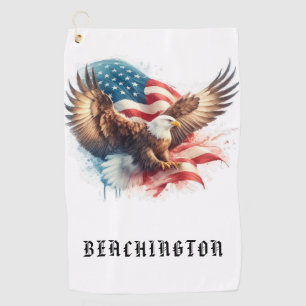 *~* AP16 - American Flag Bald EAGLE USA Golf Handt Golfhandtuch
