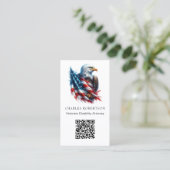 *~* AP16 - QR American Flag Bald Eagle Foto Visitenkarte (Stehend Vorderseite)