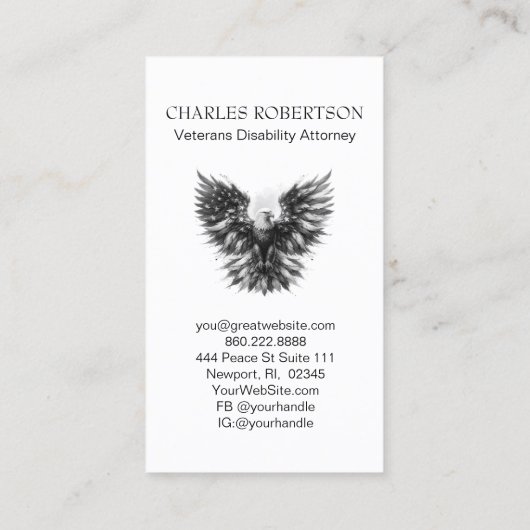 *~* AP16 - QR Foto American Flag Bald Eagle Visitenkarte (Rückseite)