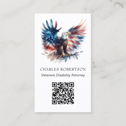 *~* AP16 - QR Foto American Flag Bald Eagle Visitenkarte (Vorderseite)