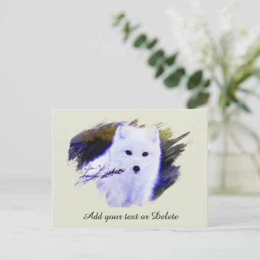 *~* AP18 Polar Twig Fox White Snow Fox Arctic Postkarte (Stehend Vorderseite)