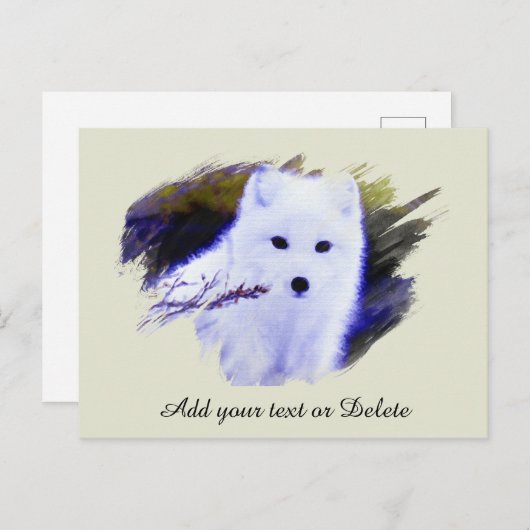 *~* AP18 Polar Twig Fox White Snow Fox Arctic Postkarte (Vorne/Hinten)
