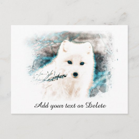 *~* AP18 Twig Snow Fox White Fox Polar Arktis Postkarte (Vorderseite)