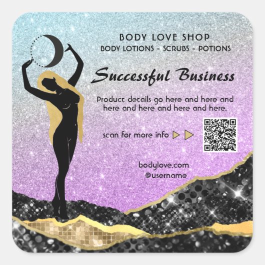 *~* AP24 Rainbow Goddess Intention Spell Ombre Quadratischer Aufkleber (Vorderseite)