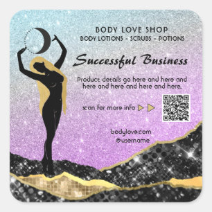 *~* AP24 Rainbow Goddess Intention Spell Ombre Quadratischer Aufkleber