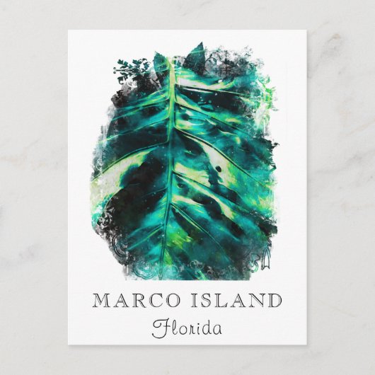 *~* AP25 Tropical Palm Leaf Travel personalisieren Postkarte (Vorderseite)