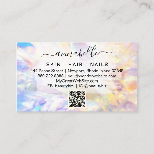 *~* AP26 OPAL Prism Rainbow Crystal Ethereal QR Visitenkarte (Rückseite)