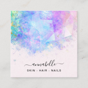 *~* AP26 OPAL Prism Rainbow QR Ethereal Dandelion Quadratische Visitenkarte