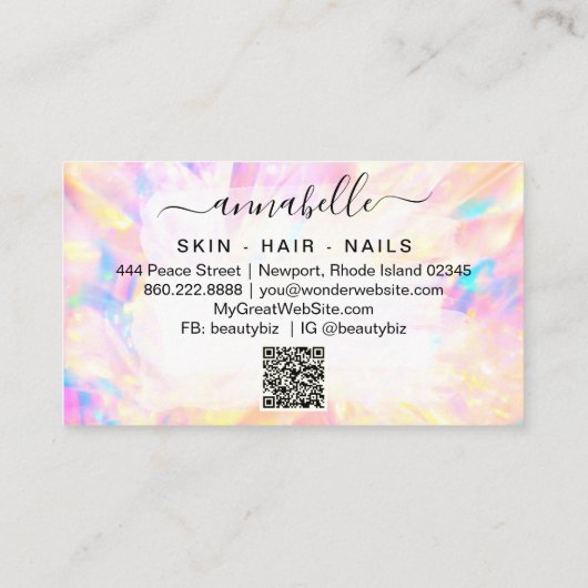 *~* AP26 OPAL QR Rainbow Crystal Ethereal Prism Visitenkarte (Rückseite)