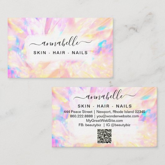 *~* AP26 OPAL QR Rainbow Crystal Ethereal Prism Visitenkarte (Vorne/Hinten)