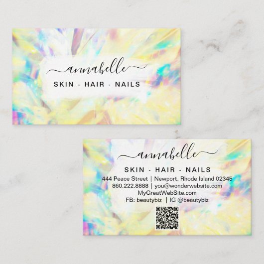 *~* AP26 OPAL Rainbow Crystal Ethereal QR Prism Visitenkarte (Vorne/Hinten)