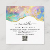 *~* AP26 OPAL Rainbow QR Gold Glitzer Ethereal Quadratische Visitenkarte (Rückseite)