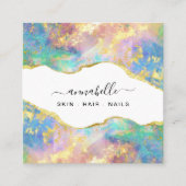 *~* AP26 OPAL Rainbow QR Gold Glitzer Ethereal Quadratische Visitenkarte (Vorderseite)